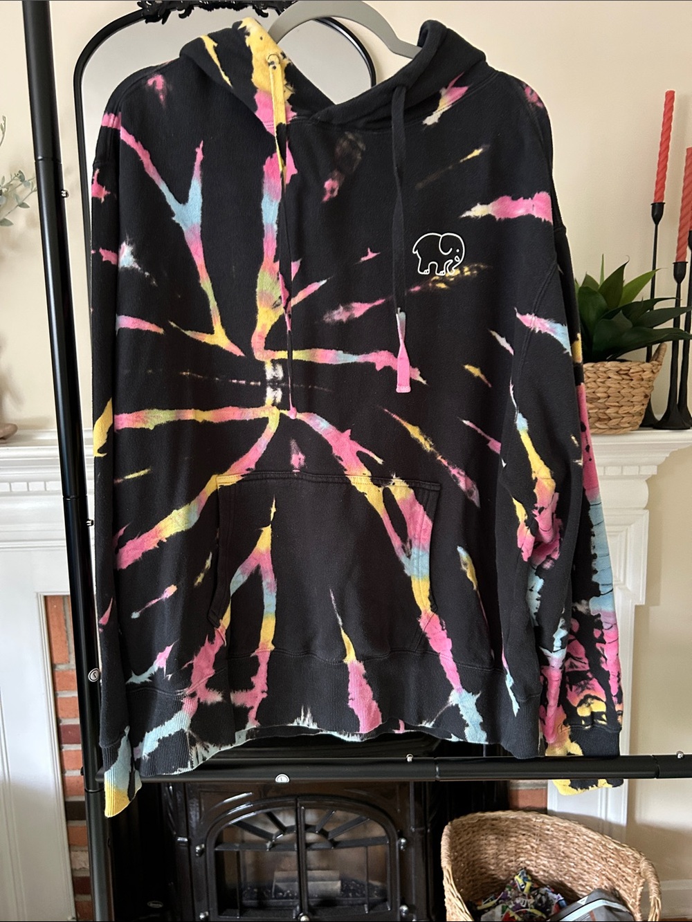 ivory ella Black Tie-Dye Skirt - Pink, Yellow, Blue